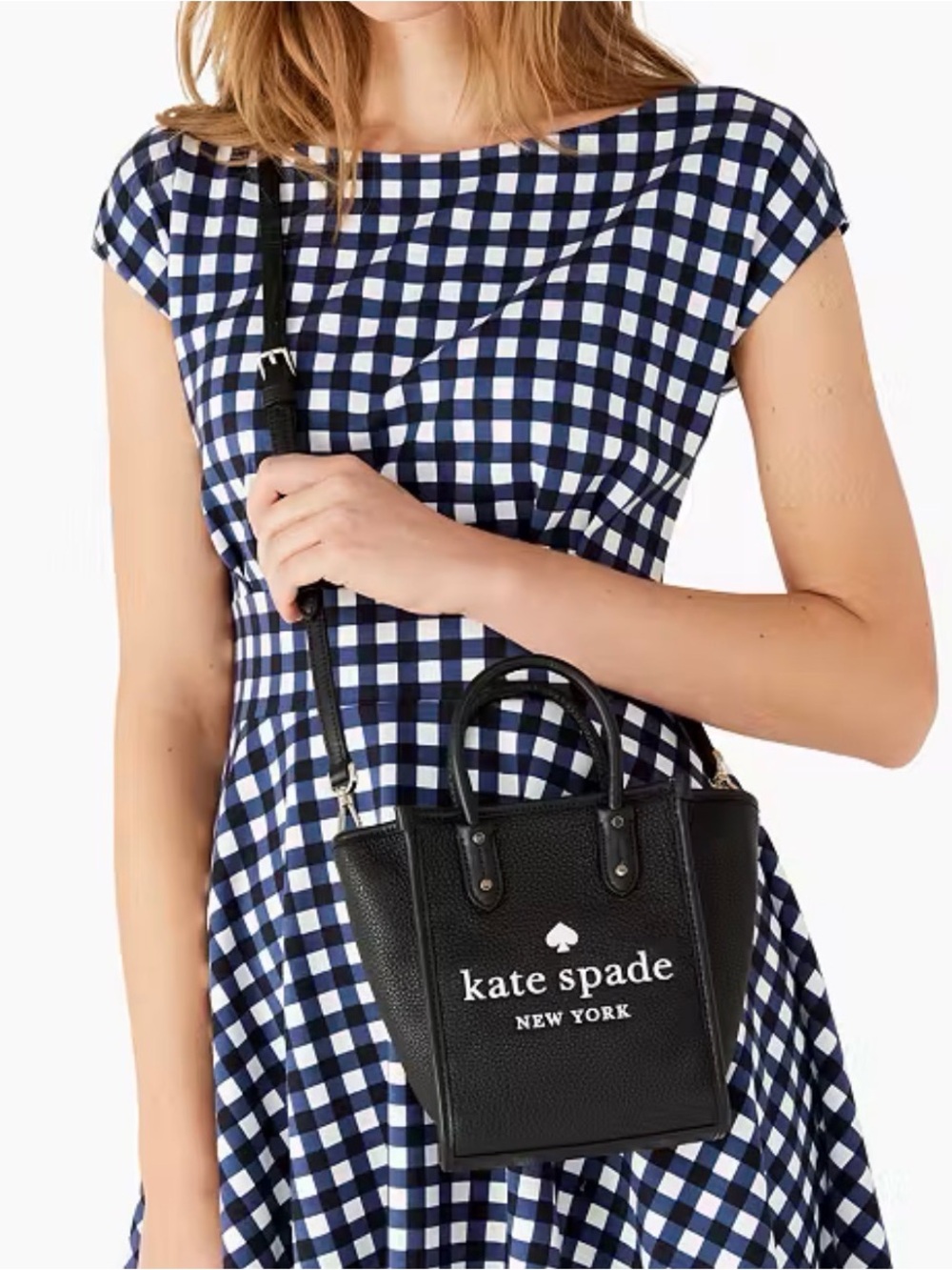 kate spade Ella Mini Tote Crossbody in Black & White Leather